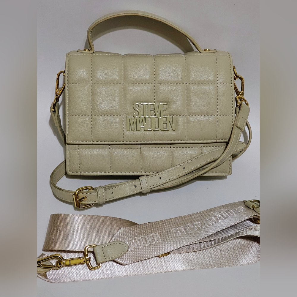 Steve Madden Quilted Beige Crossbody Bag
